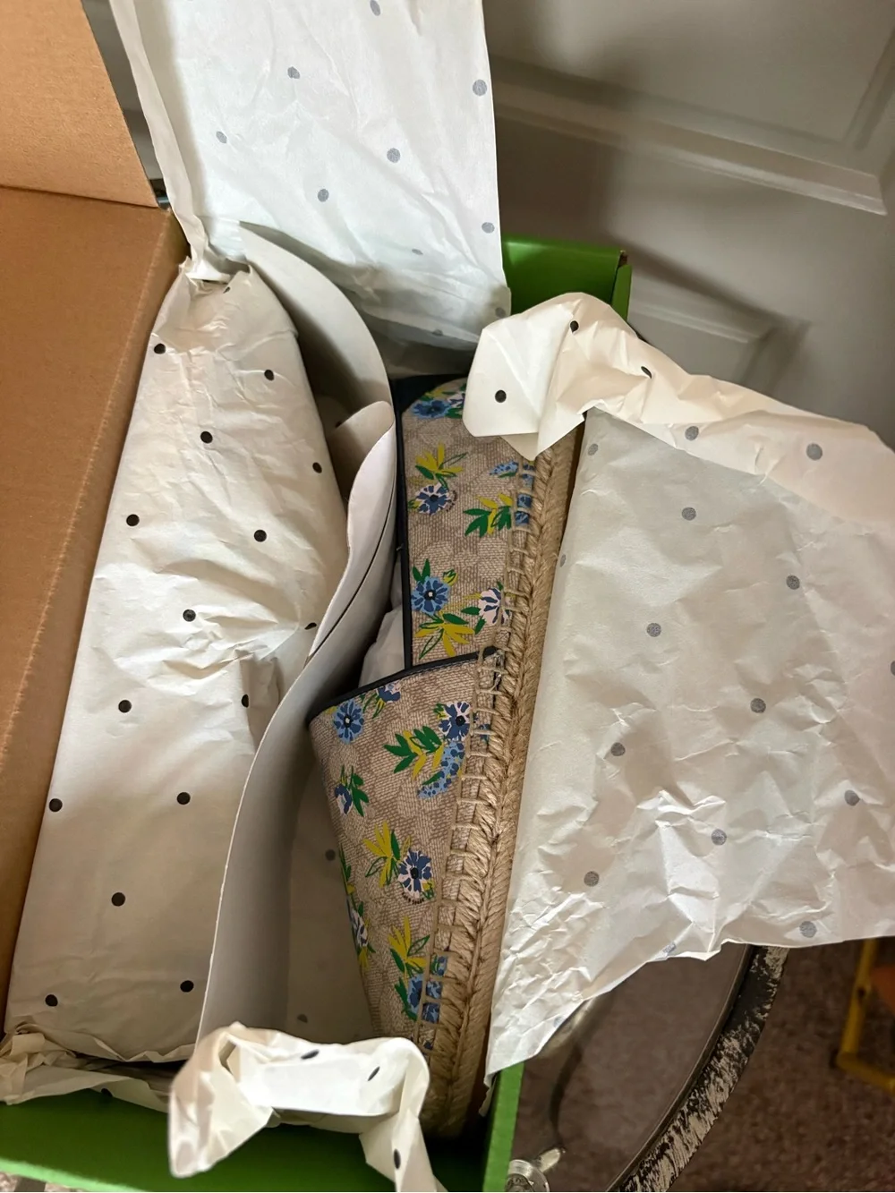 kate spade Blue & Cream Floral Espadrille Slip-Ons